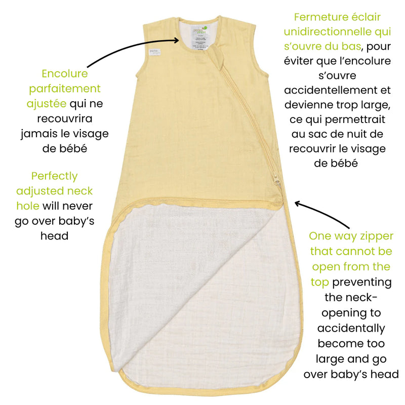 Sac de nuit en mousseline de coton - Citron (0,7 tog)