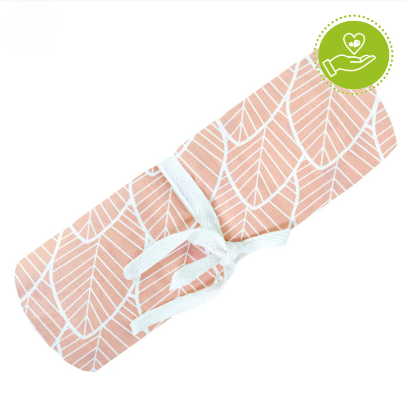 Couverture mousseline de coton - Feuilles roses