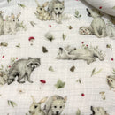 Couverture réversible en mousseline gaufrée - Forêt/Ivoire