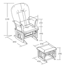 Chaise berçante à billes *Nouveau tissus 76 anti-taches*- Naturel et Gris fonçé