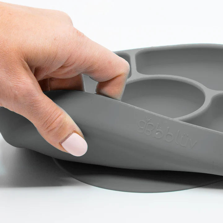 Yümi - Plate with suction cup and spoon - Gray