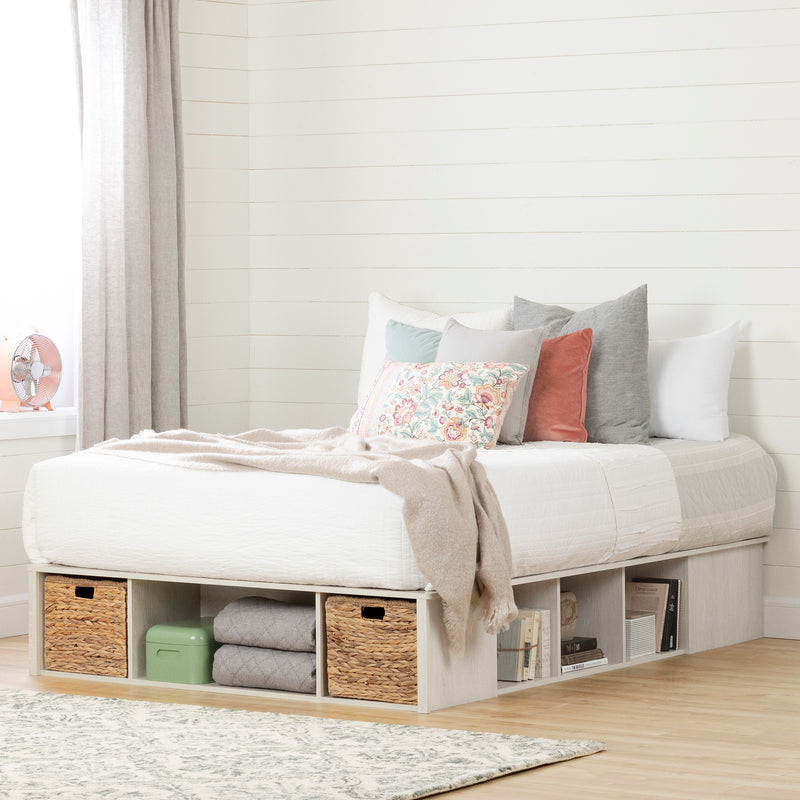 Lit avec paniers de rangement queen 60" Avilla - Chêne hivernal