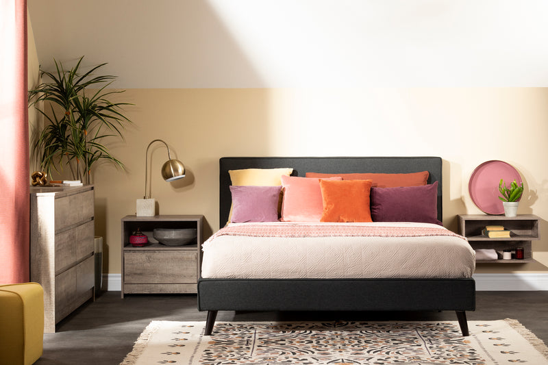 Lit complet rembourré queen 60" Sazena - Charbon mat