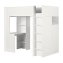 Lit mezzanine avec bureau simple 39" Logik - Blanc solide