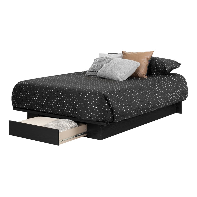 Lit plateforme avec tiroir double/queen 54"/60" Holland - Chêne noir