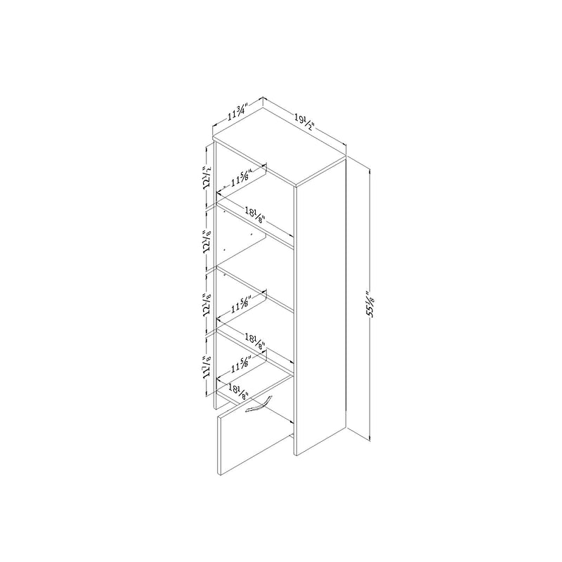 Bibliothèque 3 tablettes avec porte Step One - Blanc solide