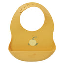 Bavoir en silicone avec poche – Pomme - fond jaune – Vue du produit
