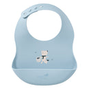 Silicone Bib with Catch-All Pocket – Fox - Blue Background – Product view