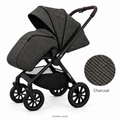 Poussette Adams Z2 Charcoal avec aperçu agrandi du tissu — simulation visuelle