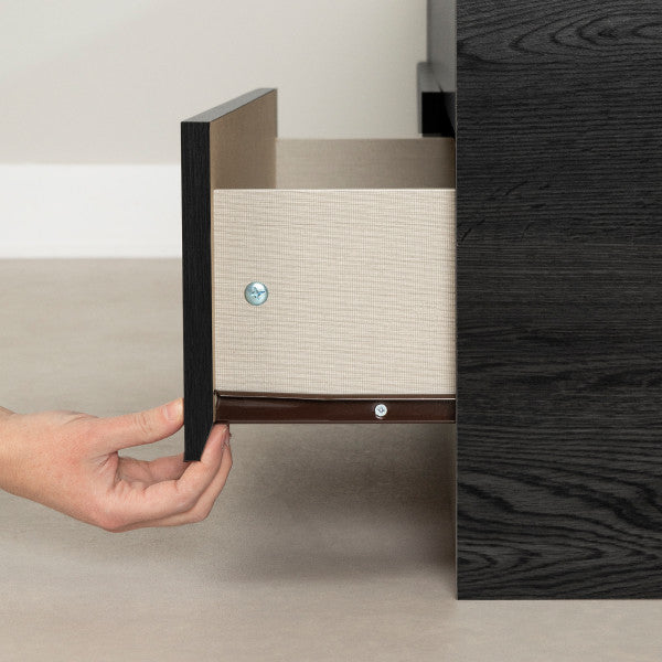 Ensemble lit matelot et tête de lit bibliothèque Fynn - Chêne Gris