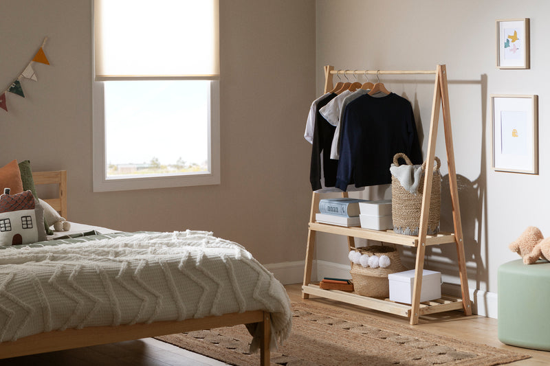 Sweedi-Garde-robe avec étagères de rangement-Naturel