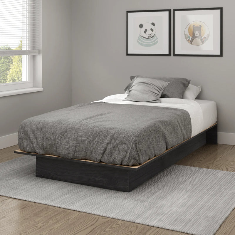 Lit plateforme simple 39" Libra - Chêne gris