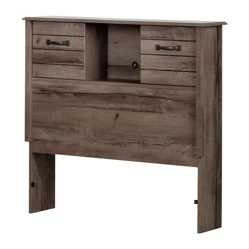 Tête de lit bibliothèque avec portes coulissantes simple 39" Ulysses - Chêne d'automne