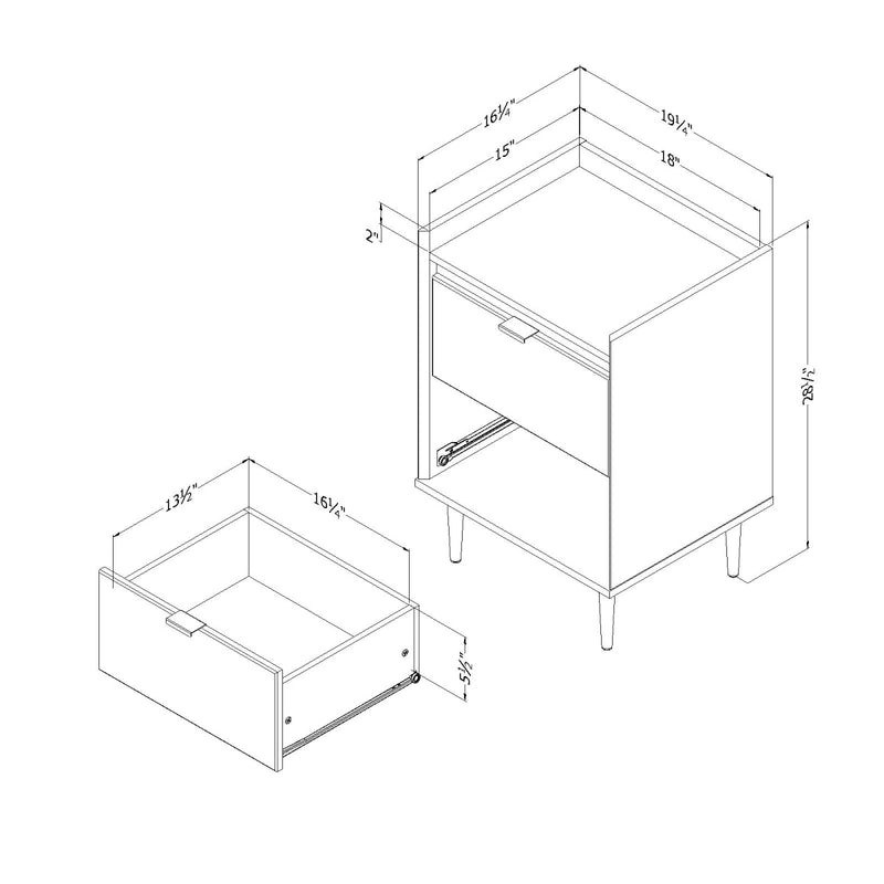 Hype - 2 Drawer Bedside Table -- Natural Walnut and Carrara Marble