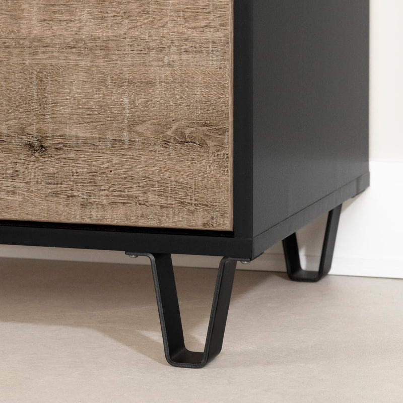 Commode 4 tiroirs Arlen - Chêne vieilli et Noir mat