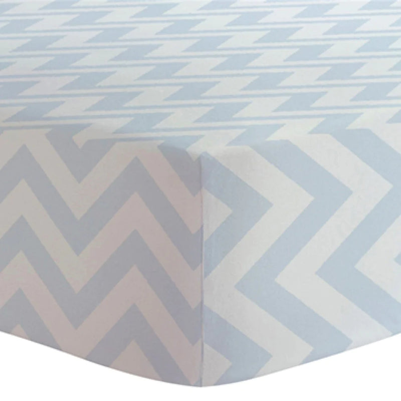 Drap contour pour lit de bébé - Chevron Bleu