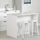 Îlot de cuisine avec rangement Myro - Faux Marbre blanc et Blanc