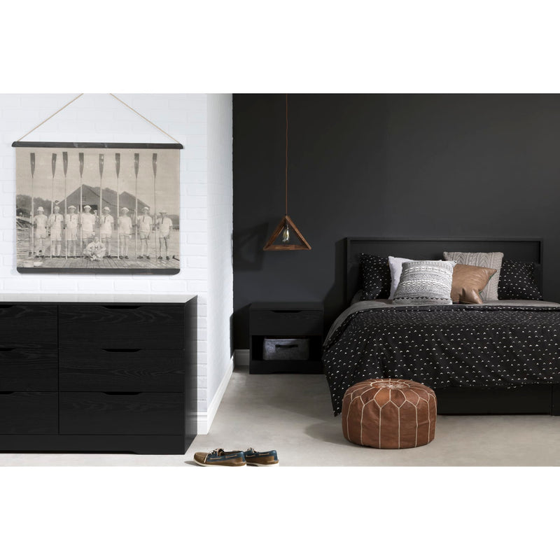 Lit plateforme avec tiroir double/queen 54"/60" Holland - Chêne noir