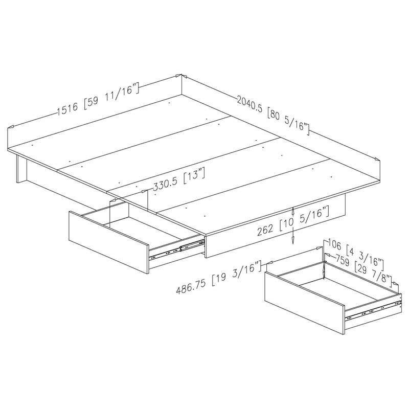 Lit plateforme double/queen Step One - Blanc solide