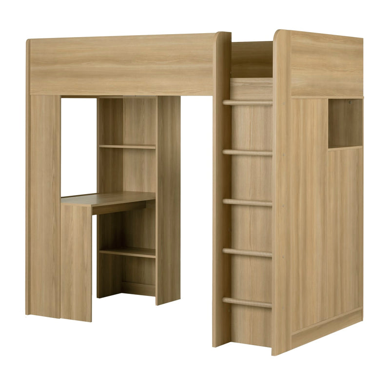 Lit mezzanine avec bureau simple 39" Logik - Frêne naturel