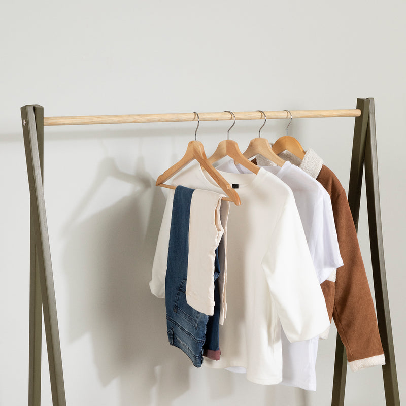 Garde-robe avec étagères de rangement Sweedi-Naturel et Vert olive
