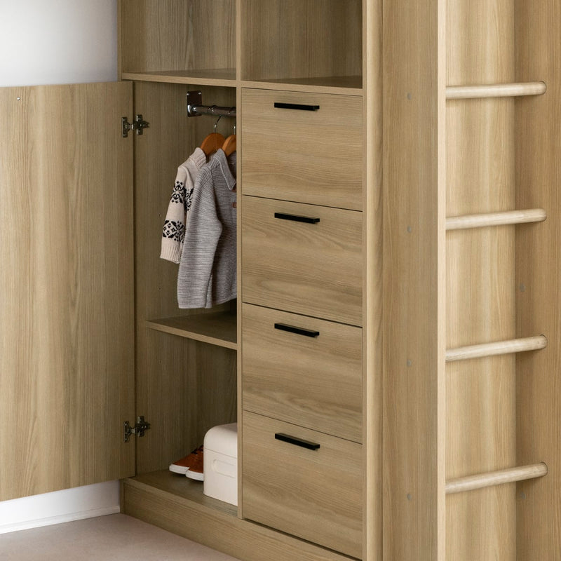 Lit mezzanine avec bureau simple 39" Logik - Frêne naturel