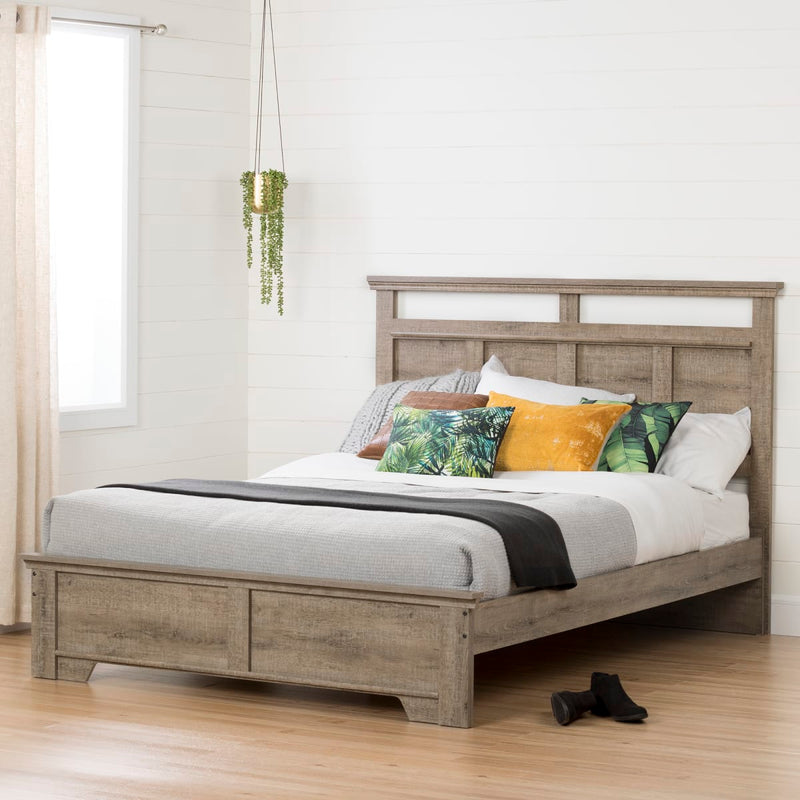 Ensemble lit plateforme et tête de lit queen 60" Versa - Chêne vieilli