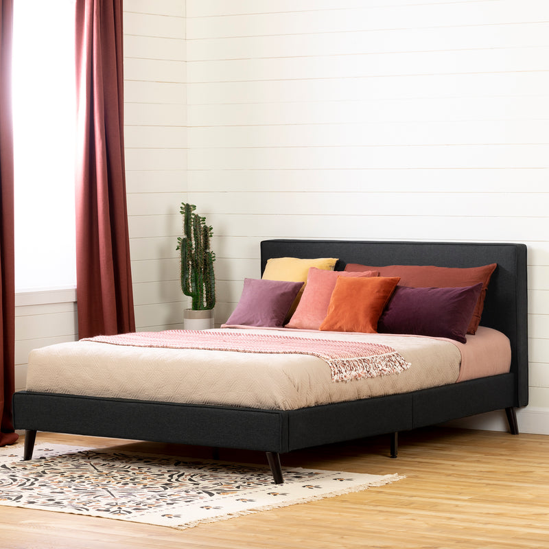 Lit complet rembourré queen 60" Sazena - Charbon mat