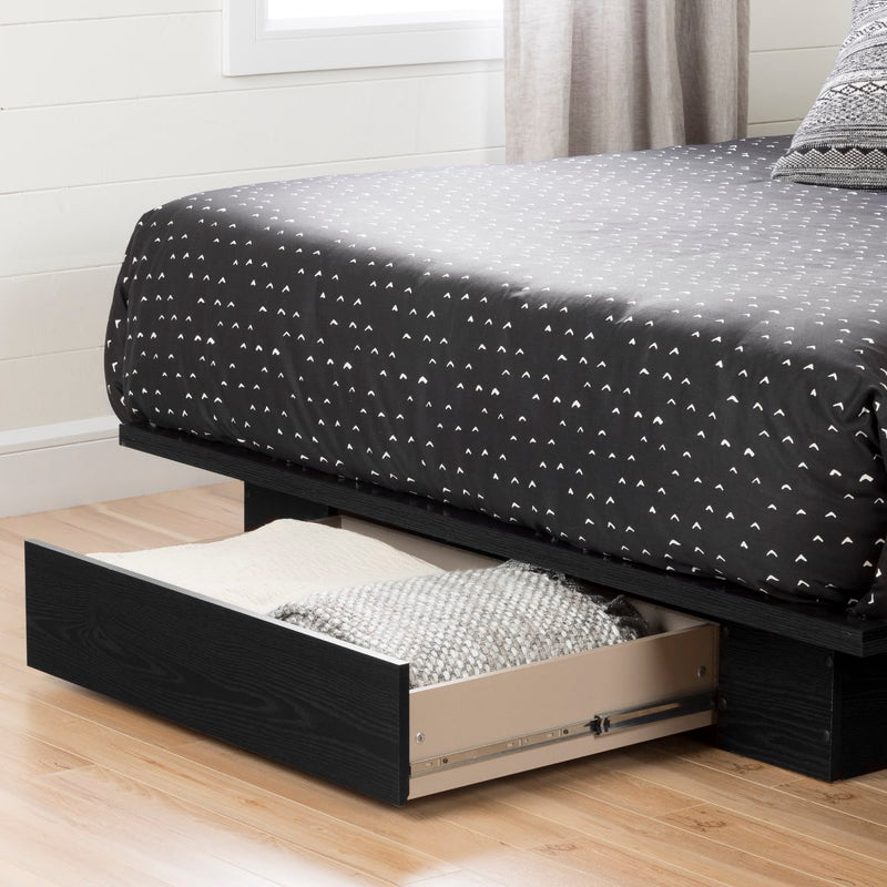 Lit plateforme avec tiroir double/queen 54"/60" Holland - Chêne noir