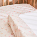 Changing Pad Cover and Crib Sheet Set – Flowers in use