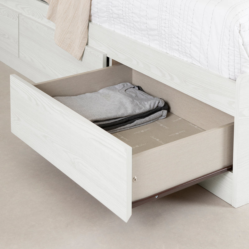 Ensemble lit matelot 3 tiroirs et tête de lit bibliothèque simple 39" Hazen - Pin blanc