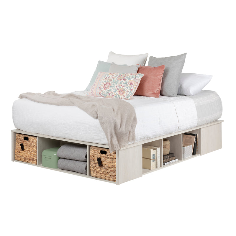 Lit avec paniers de rangement queen 60" Avilla - Chêne hivernal