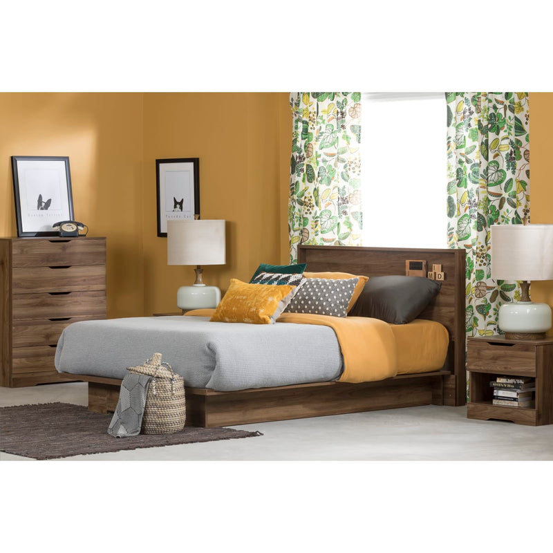 Ensemble lit plateforme et tête de lit double/queen 54"/60" Holland - Noyer naturel