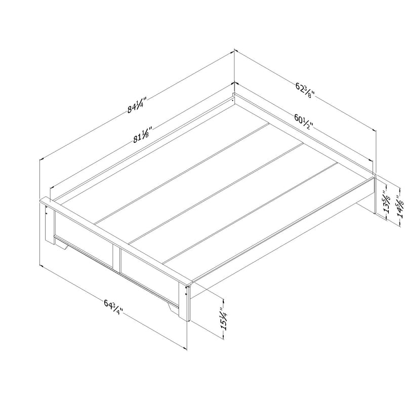 Lit plateforme queen 60" Versa - Chêne vieilli