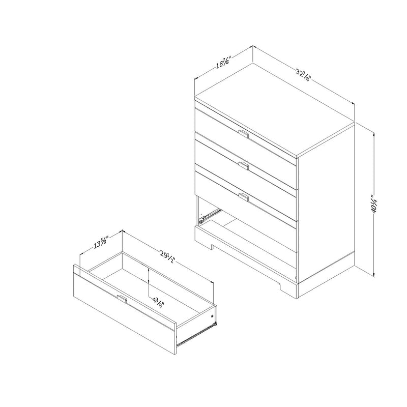 Commode 4 tiroirs Reevo - Blanc solide