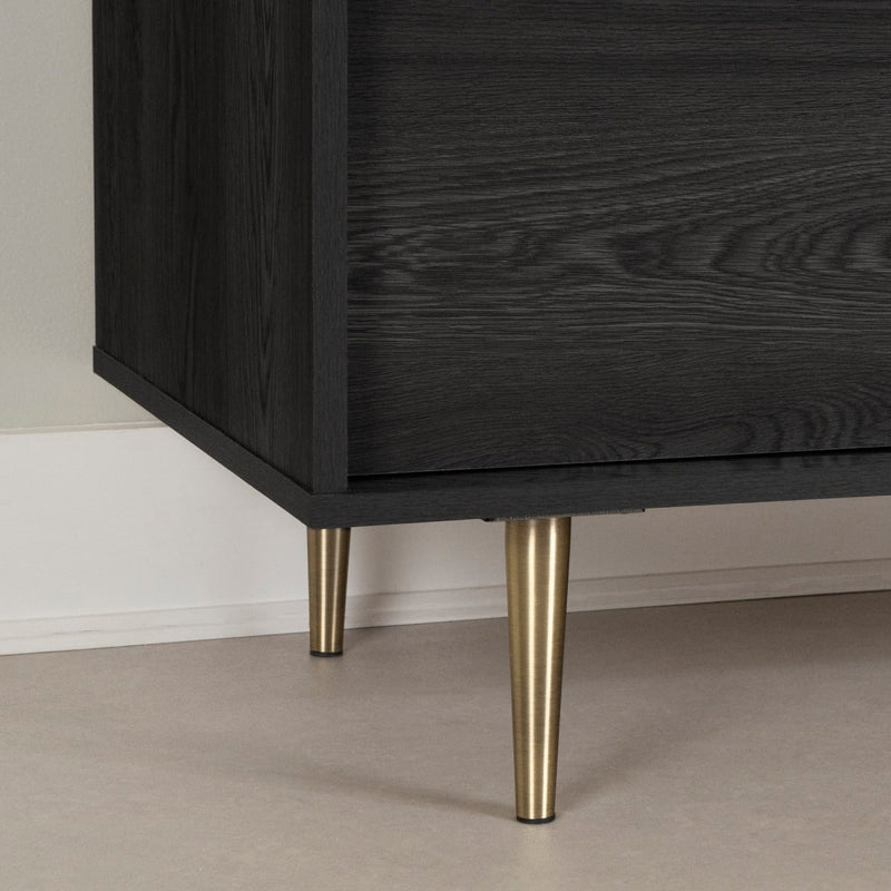 Meuble TV avec portes et tiroir 75" Hype - Chêne gris et faux marbre carrara