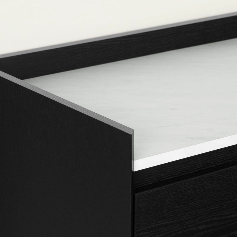 Table de bout Hype - Chêne noir et faux marbre carrara