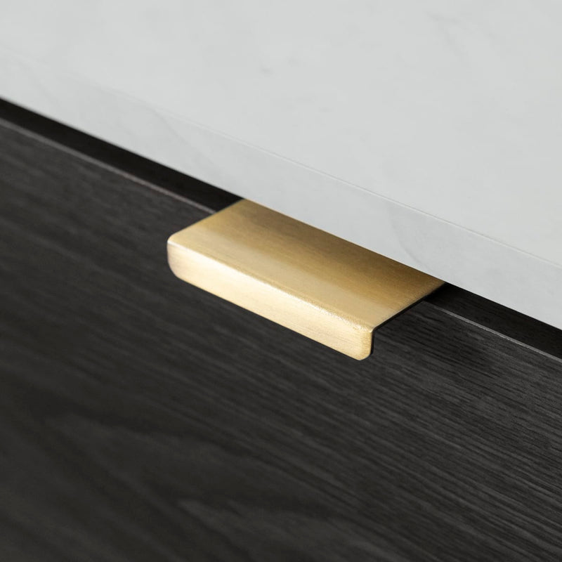Meuble TV avec portes et tiroir 75" Hype - Chêne gris et faux marbre carrara