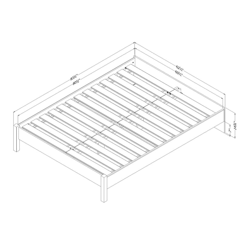 Lit plateforme queen 60" Holland- Chêne gris