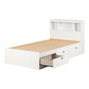 Ensemble lit matelot et tête de lit bibliothèque simple 39" Spark - Blanc