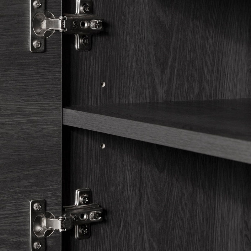 Meuble TV avec portes et tiroir 75" Hype - Chêne gris et faux marbre carrara
