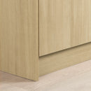 Îlot de cuisine avec porte et tiroirs Myro - Faux Marbre blanc et Chêne blond