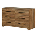 Bureau double 6 tiroirs Barcelo - Manguier naturel