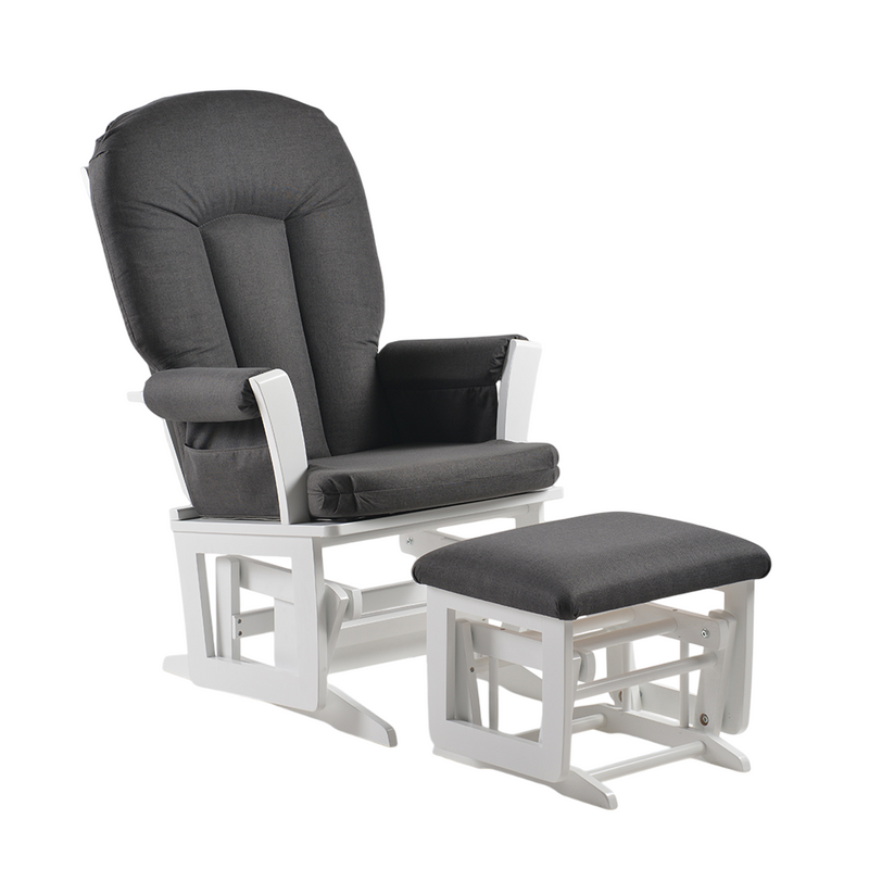 Chaise berçante à billes *Nouveau tissus anti-taches*- Blanc et Gris fonçé