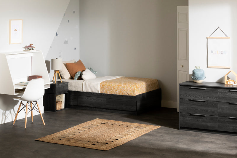 Lit matelot 3 tiroirs simple 39" Hourra - Chêne gris