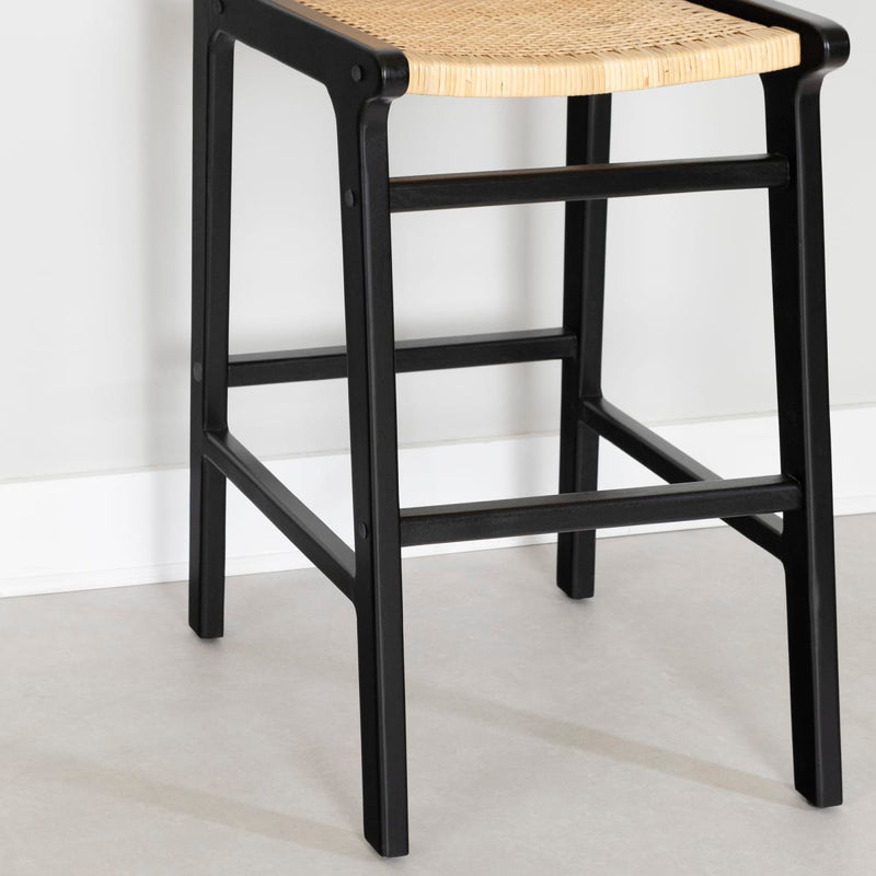 Tabouret de bar en rotin Balka - Rotin et noir