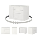 Îlot de cuisine avec porte et tiroirs Myro - Faux Marbre blanc et Blanc