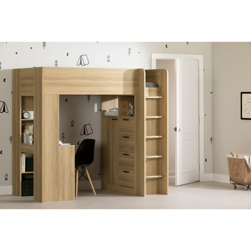 Lit mezzanine avec bureau simple 39" Logik - Frêne naturel