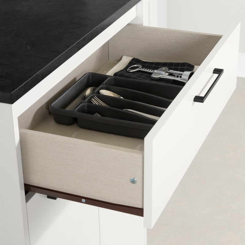 Garde-manger avec espace pour micro-ondes Myro - Fausse Pierre Noire et Blanc