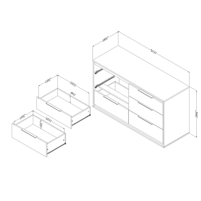 Bureau double 6 tiroirs Hourra - Orme naturel et Blanc